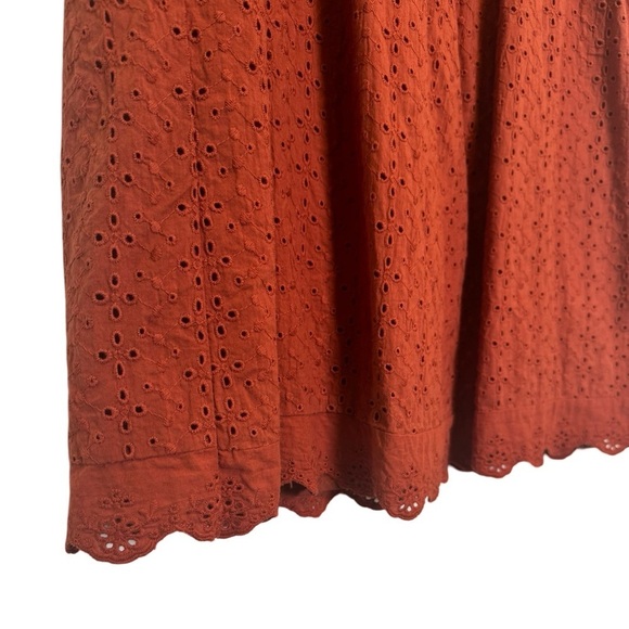 Knox Rose Burnt Orange Eyelet Flutter Sleeve V-Neck Dress Size XS - Picture 7 of 17